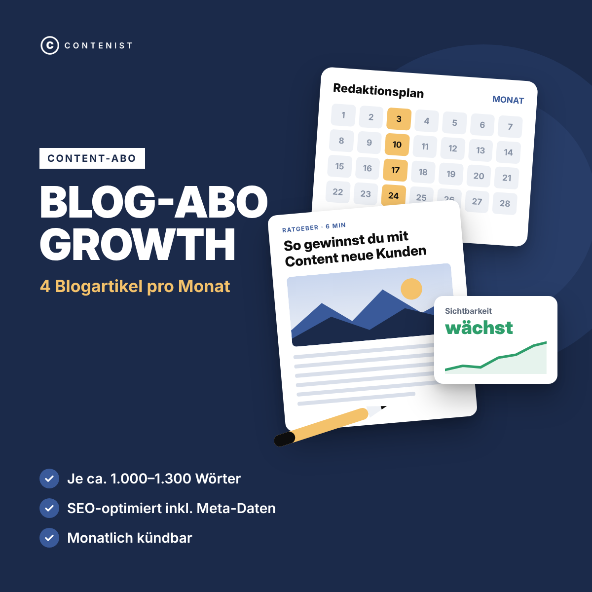 Produktbild Blog-Abo Growth: 4 Blogartikel pro Monat