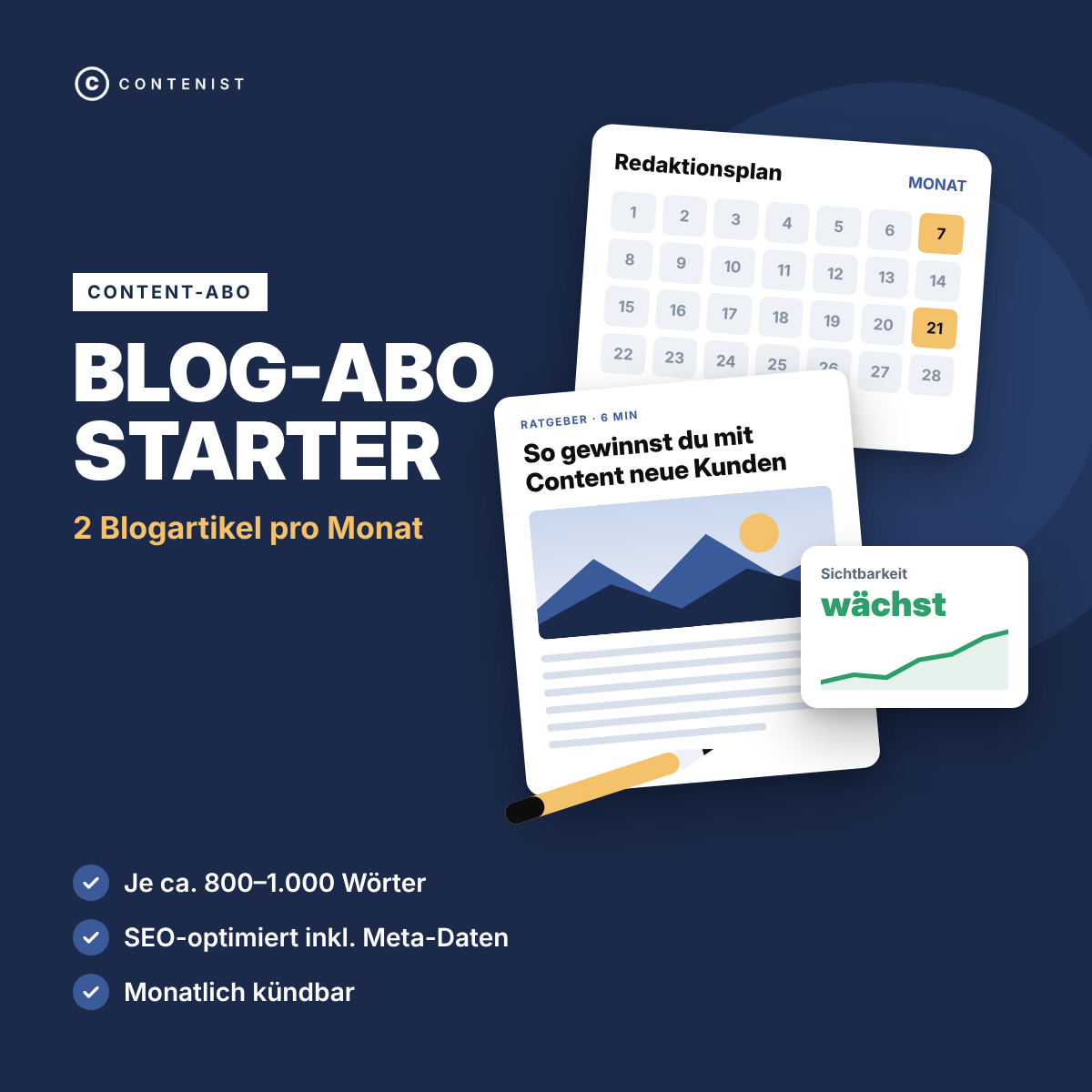 Produktbild Blog-Abo Starter: 2 Blogartikel pro Monat