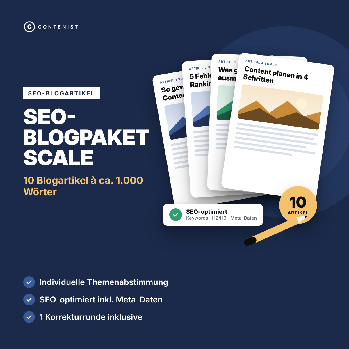 Produktbild SEO-Blogpaket Scale: 10 Blogartikel à ca. 1.000 Wörter