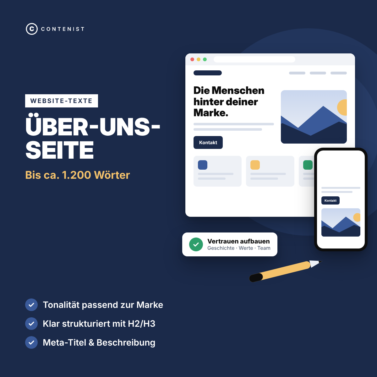 Produktbild Über-uns-Seite: Bis ca. 1.200 Wörter