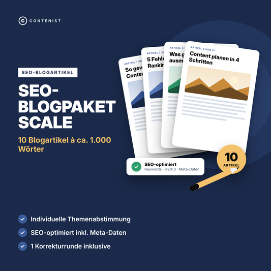 Produktbild SEO-Blogpaket Scale: 10 Blogartikel à ca. 1.000 Wörter