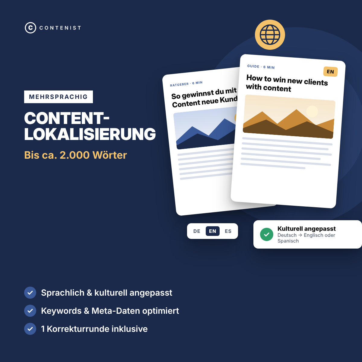 Produktbild Content-Lokalisierung: Bis ca. 2.000 Wörter