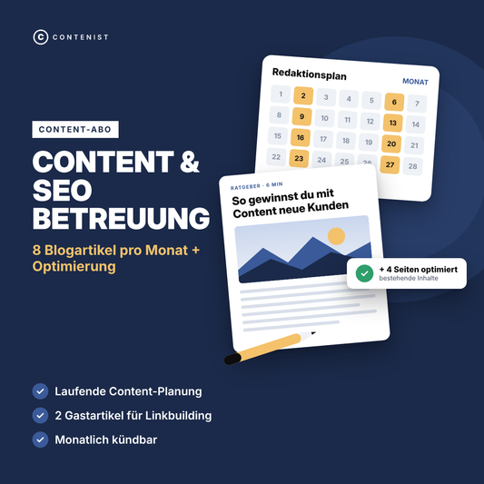 Produktbild Content & SEO Betreuung: 8 Blogartikel pro Monat + Optimierung