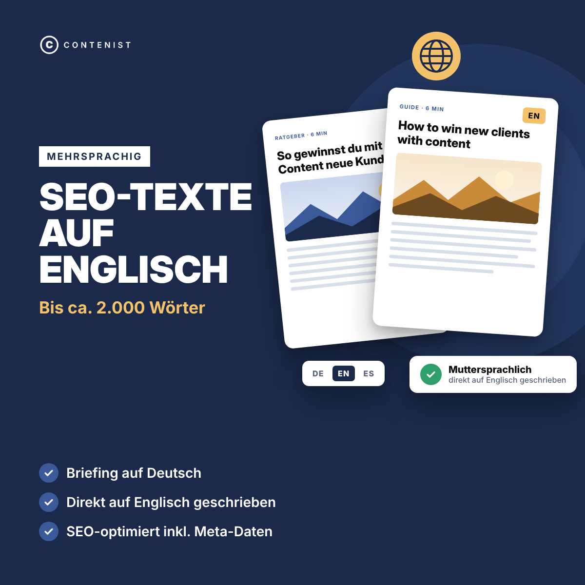 Produktbild SEO-Texte auf Englisch: Bis ca. 2.000 Wörter