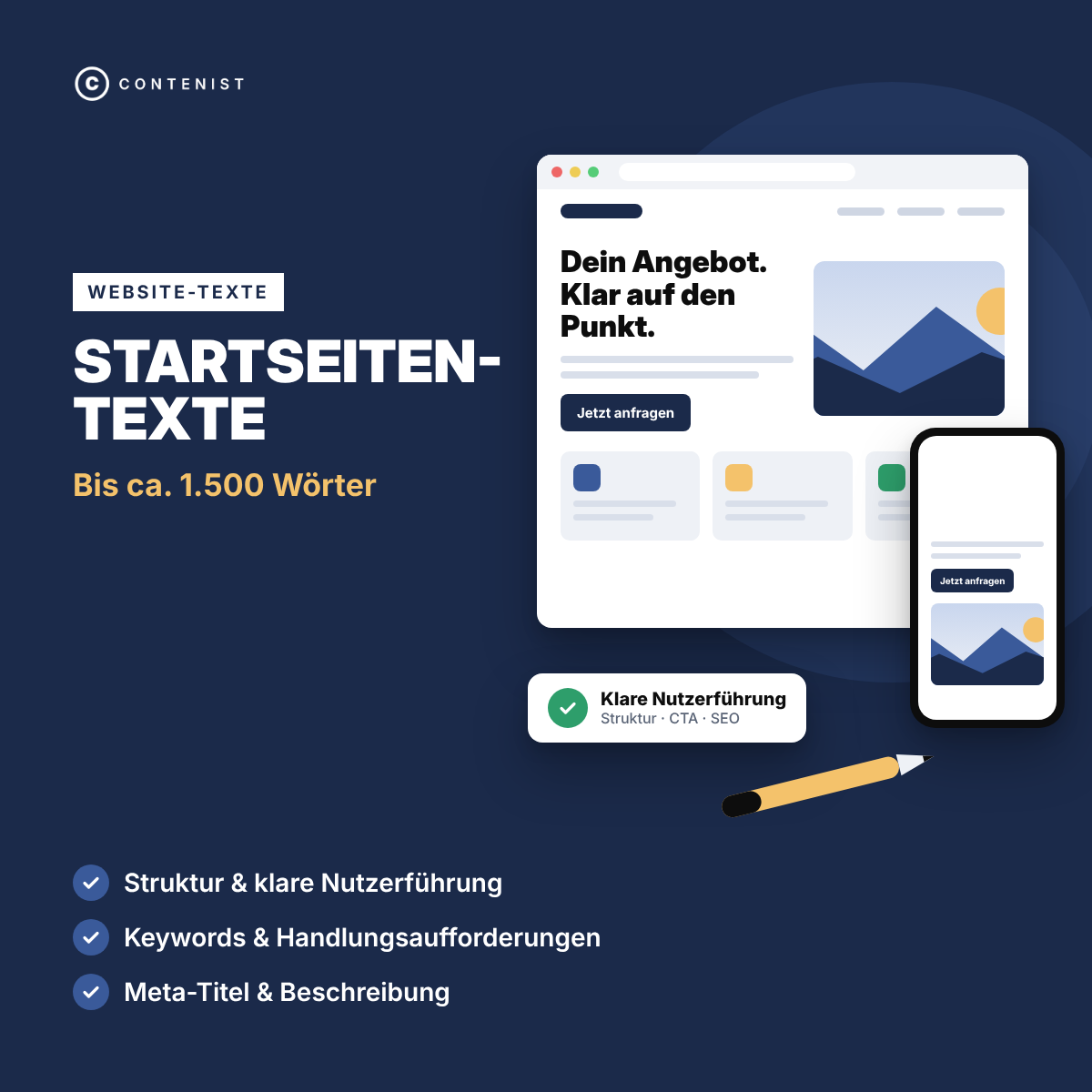 Produktbild Startseiten-Texte: Bis ca. 1.500 Wörter