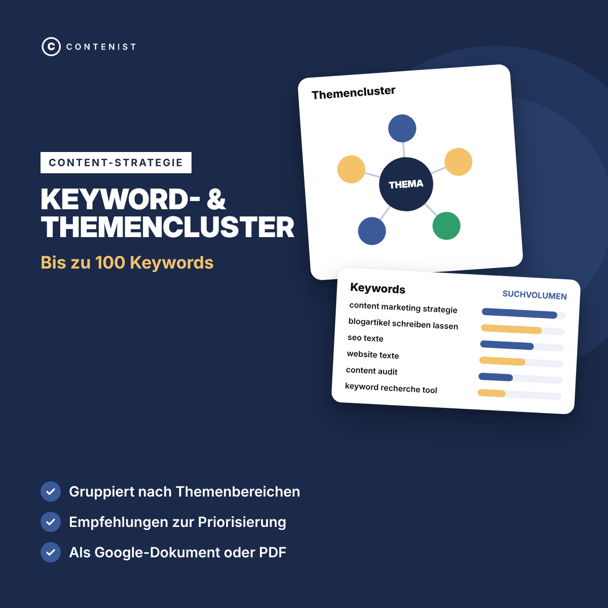 Produktbild Keyword- & Themencluster: Bis zu 100 Keywords