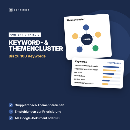 Produktbild Keyword- & Themencluster: Bis zu 100 Keywords